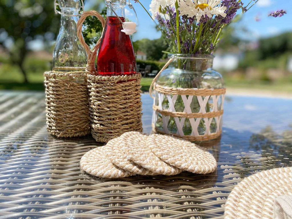 Set of Four Stripey Woven Coasters Geko Products