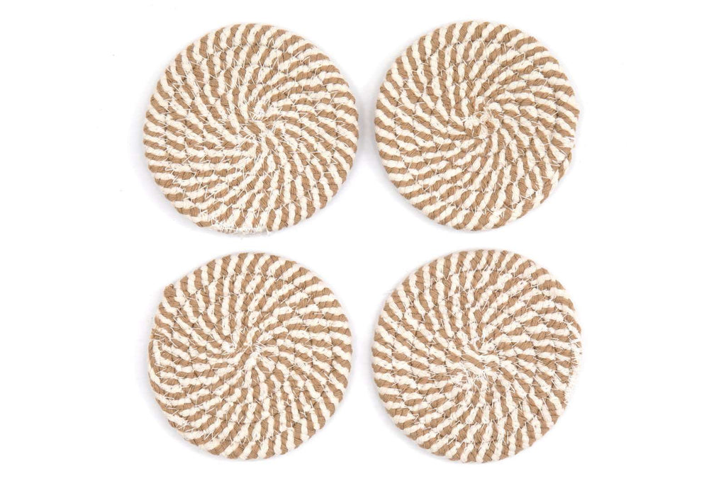 Set of Four Stripey Woven Coasters Geko Products