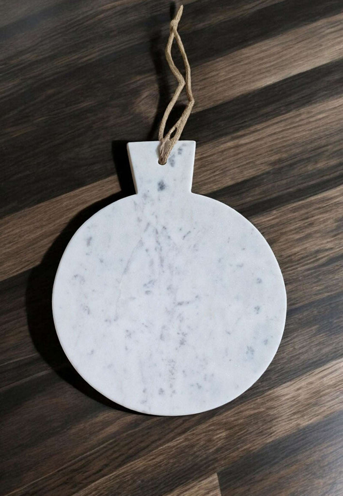 White Round Marble Chopping Board 31x25cm Geko Products