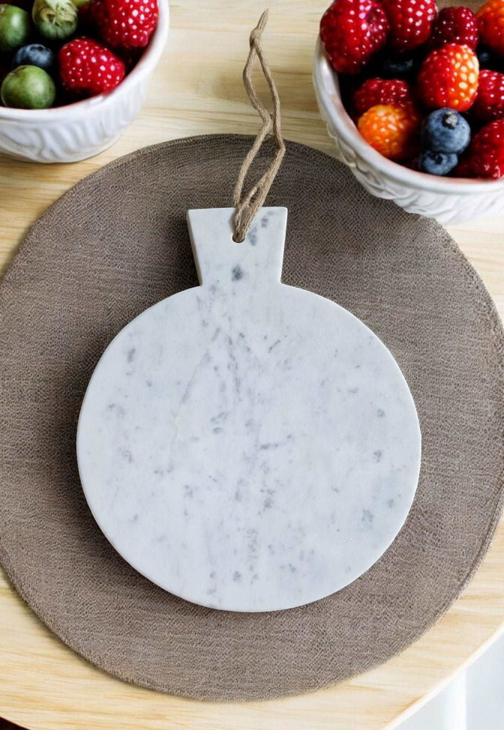 White Round Marble Chopping Board 31x25cm Geko Products