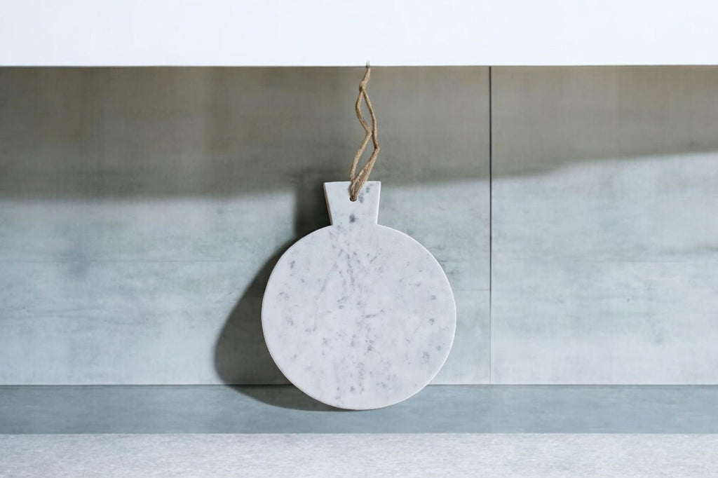 White Round Marble Chopping Board 31x25cm Geko Products