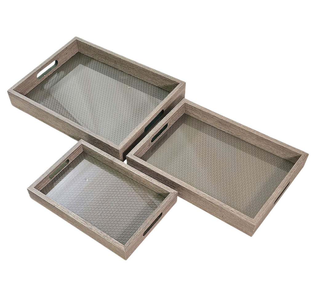 Set of 3 Grey Weave Base Trays Geko Products