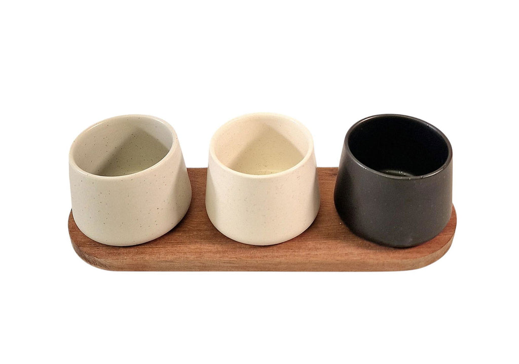 Set of 3 Tapas Set (Tall) on Acacia Wooden Tray Geko Products