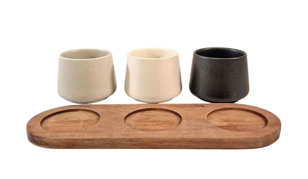 Set of 3 Tapas Set (Tall) on Acacia Wooden Tray Geko Products