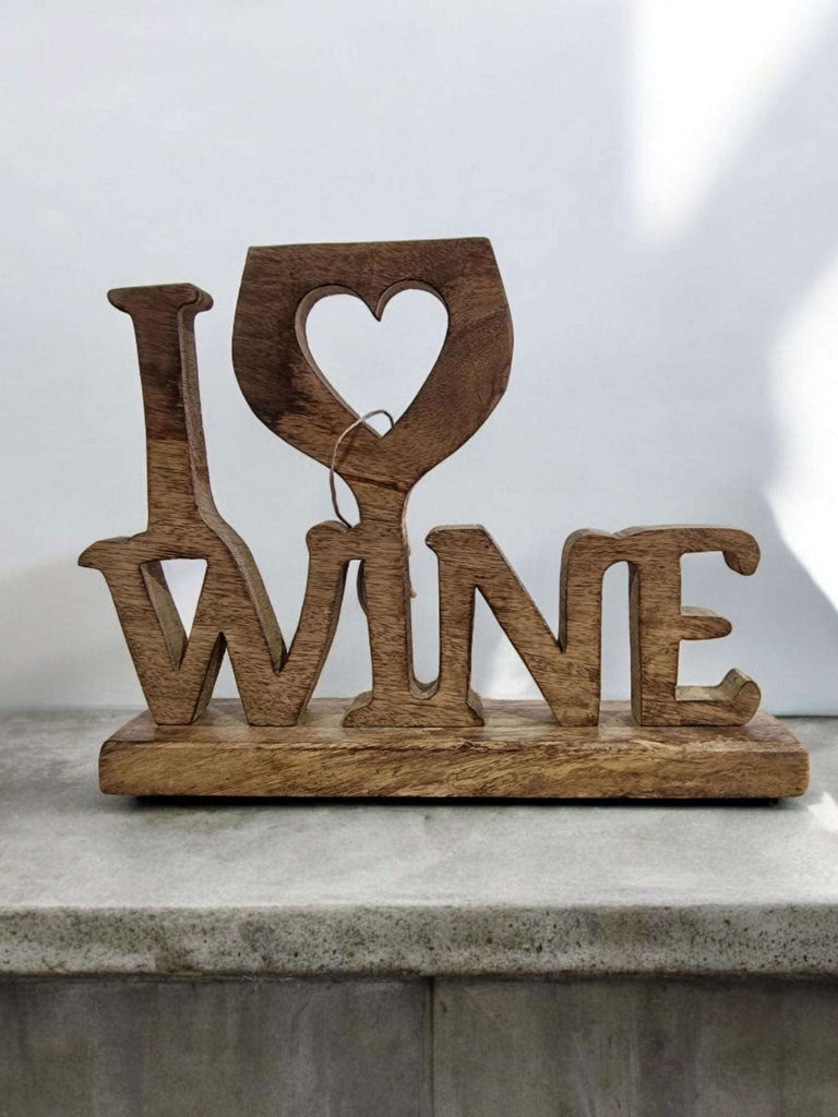 I Love Wine Wooden Decoration 31cm Geko Products