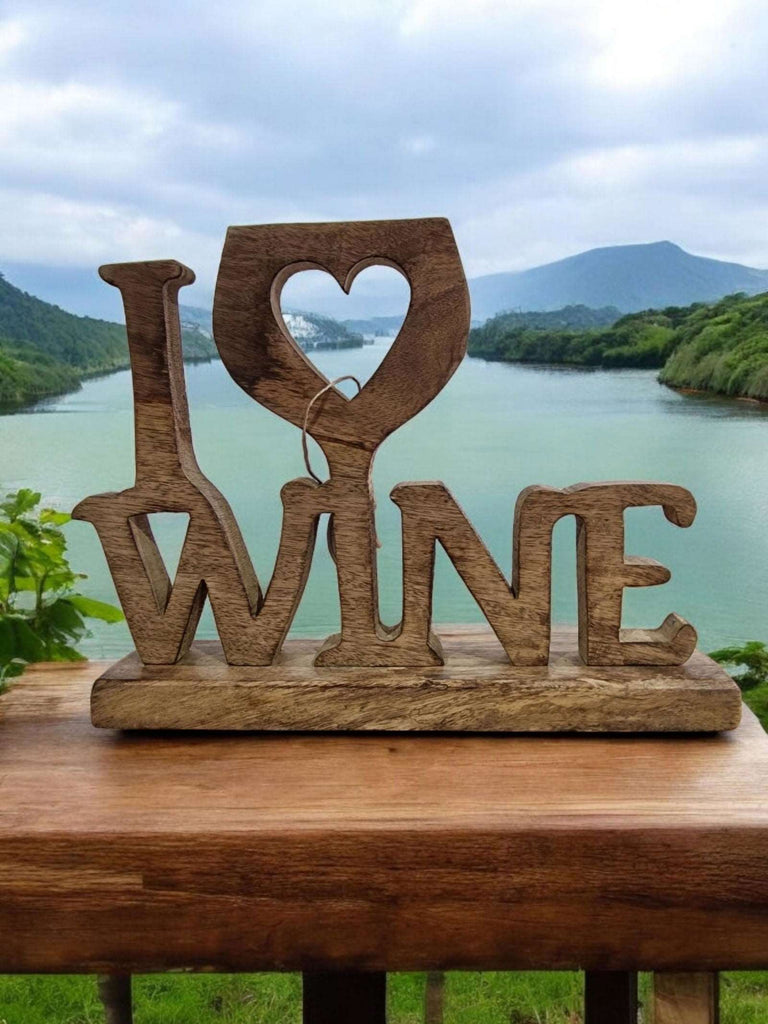 I Love Wine Wooden Decoration 31cm Geko Products