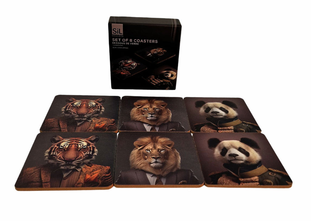 Jungle Animal Head Coaster Set of 6 Shades 4 Seasons