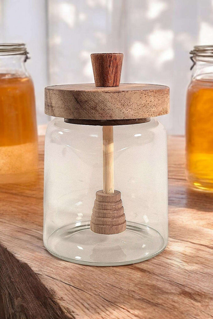 Glass Honey Storage Jar With Stirer Geko Products