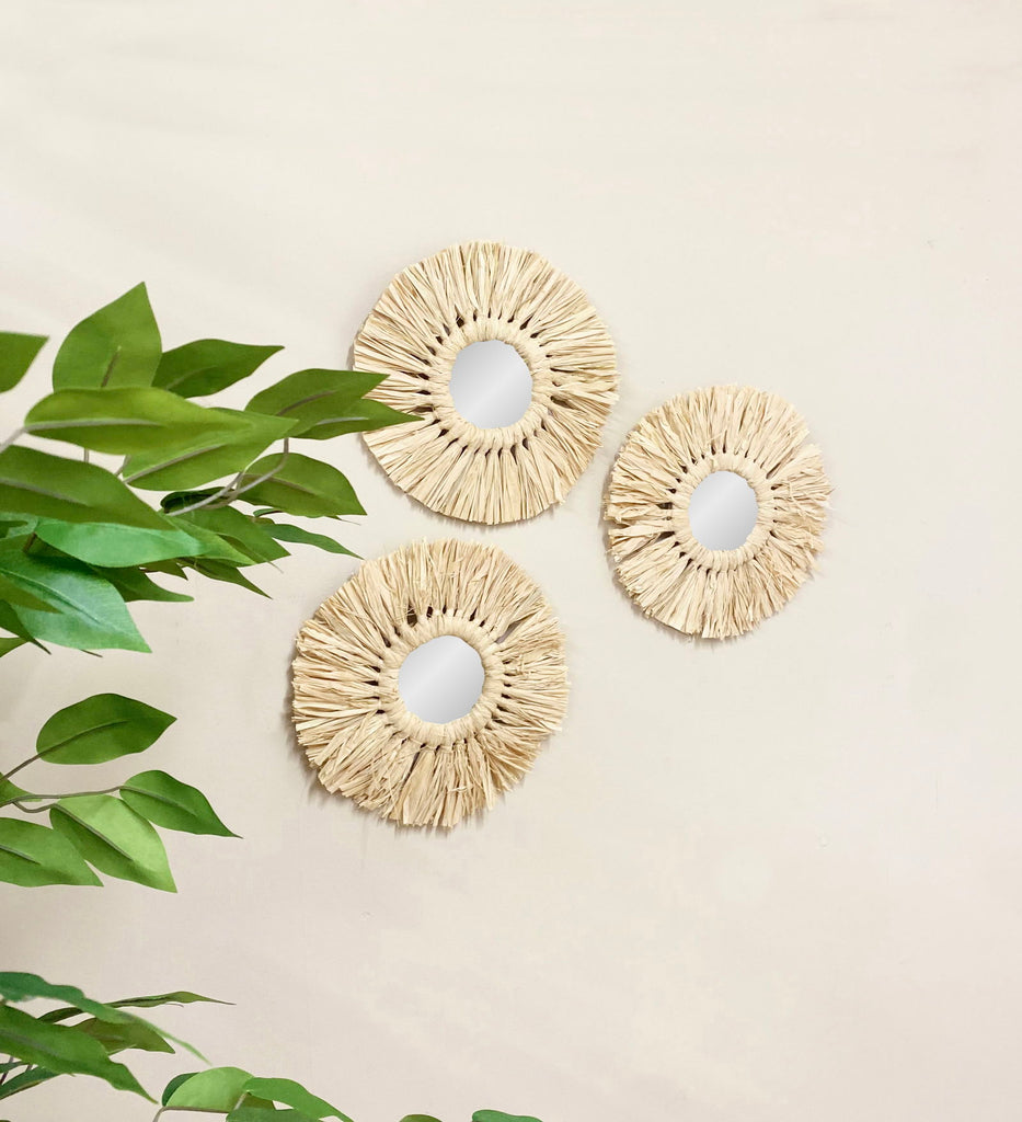 Set of Three Dried Grass Mirrors Geko Products