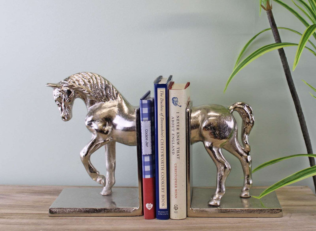 Silver Aluminium Horse Bookends Geko Products