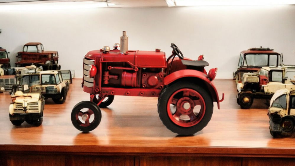 Red Metal Tractor Ornament 17cm Shades 4 Seasons