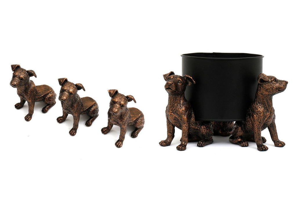 Set of Three Bronze Dog Pot Risers Geko Products