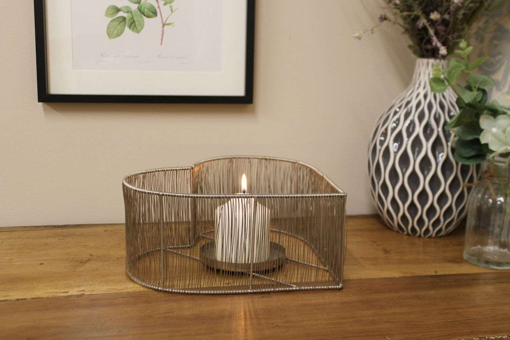 Silver Heart Candle Holder Geko Products