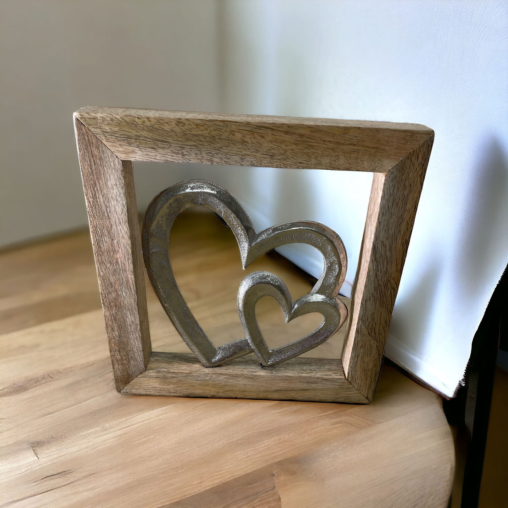 Wooden Framed Metal Hearts, 20cm Geko Products