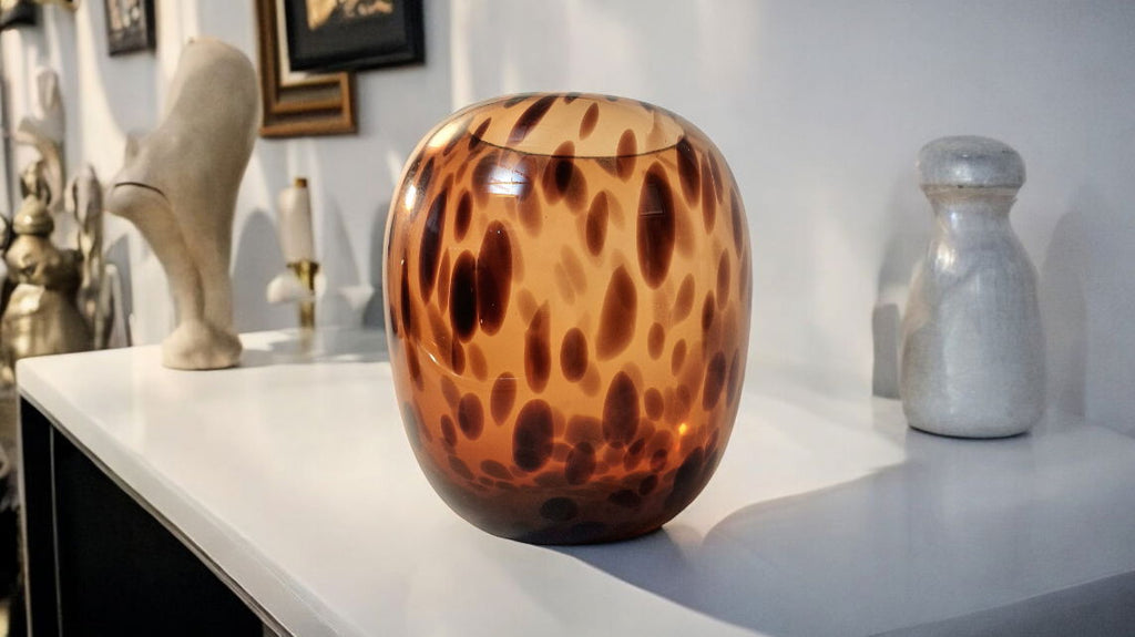 Leopard Print Glass Vase 26cm Shades 4 Seasons