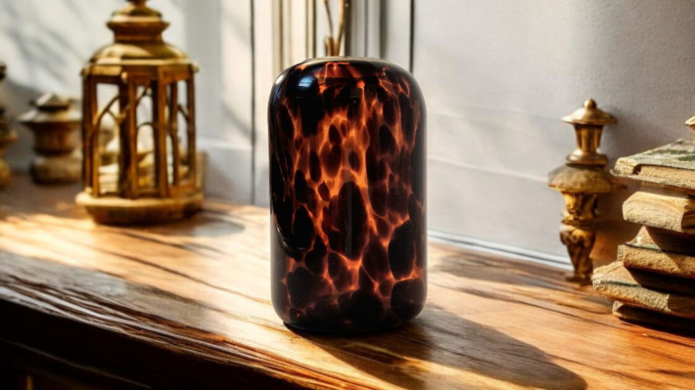 Leopard Print Glass Vase 21.5cm Shades 4 Seasons