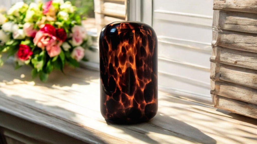 Leopard Print Glass Vase 21.5cm Shades 4 Seasons