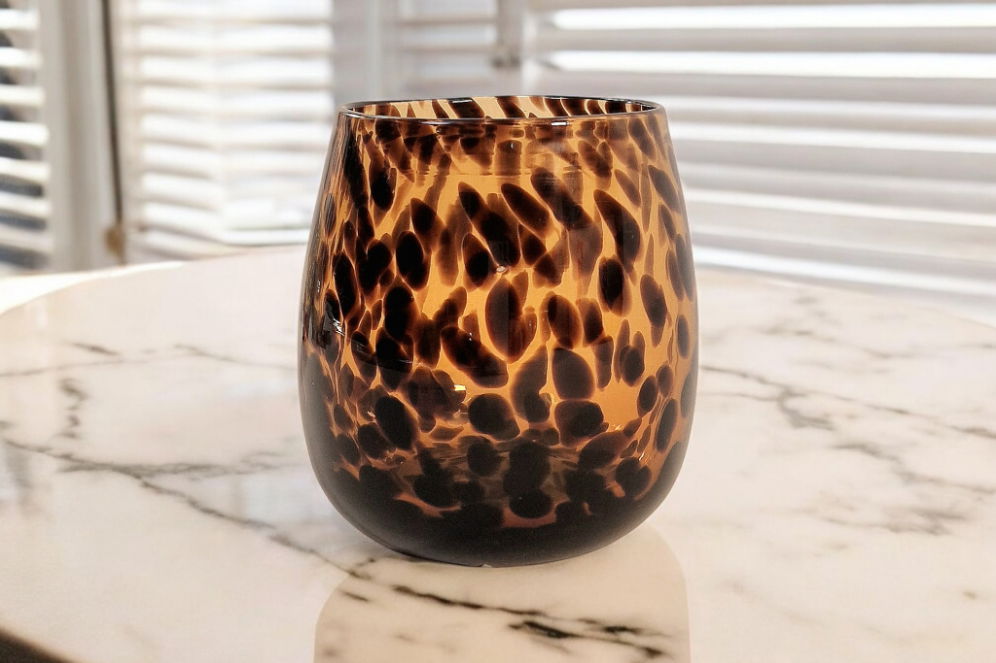 Leopard Print Glass Vase 13cm Shades 4 Seasons