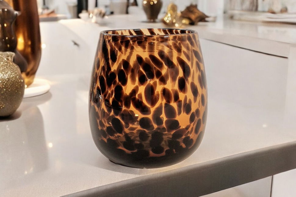 Leopard Print Glass Vase 13cm Shades 4 Seasons