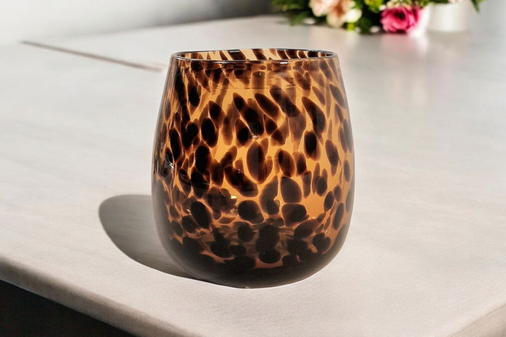 Leopard Print Glass Vase 13cm Shades 4 Seasons