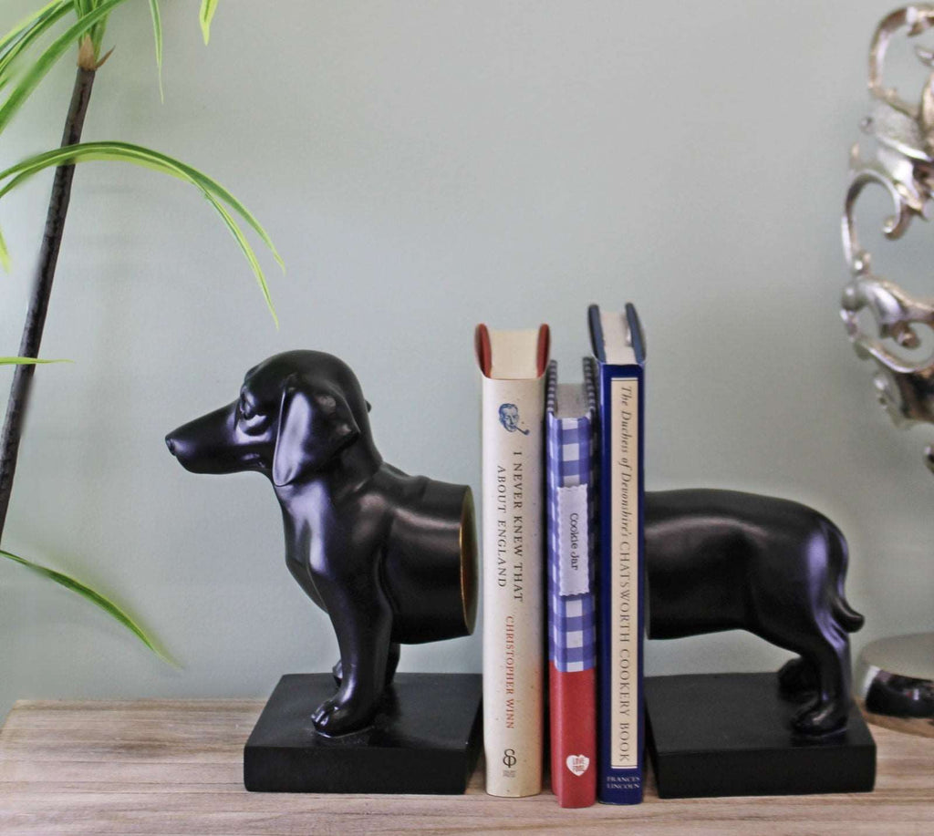 Sausage Dog Bookends, Black Finish Geko Products