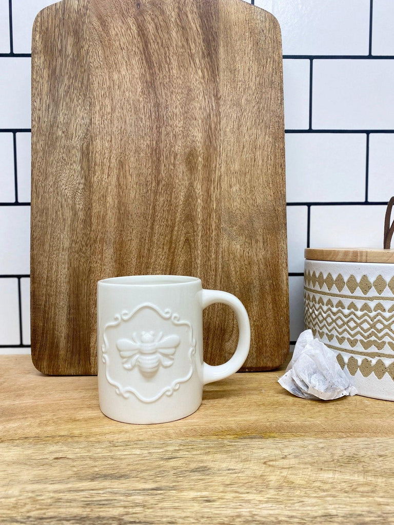 Cream Ceramic Embossed Bee Mug Geko Products