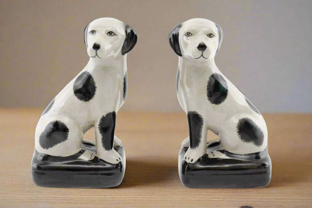 Black and White Porcelain Dog Ornaments Geko Products