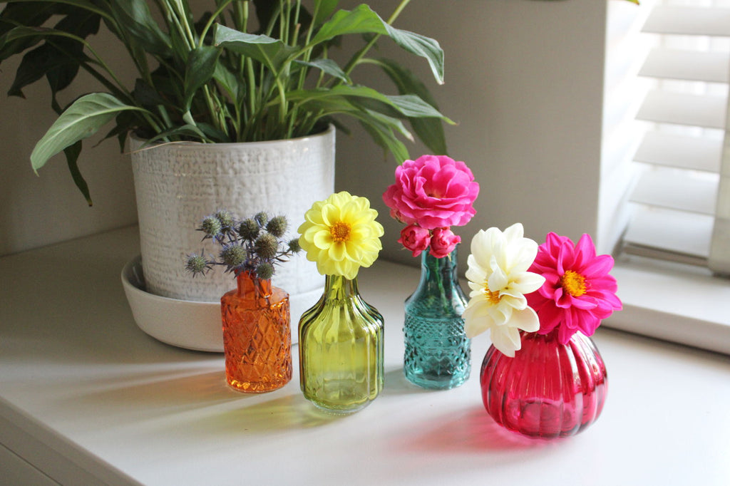 Set of Four Boho Posy Vase Bottles Geko Products