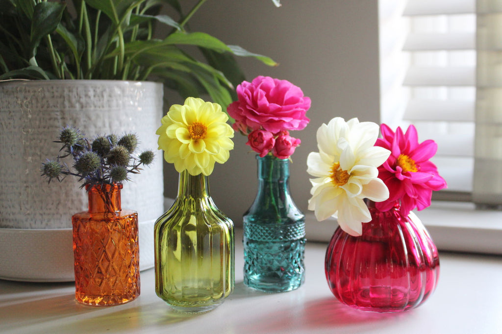 Set of Four Boho Posy Vase Bottles Geko Products