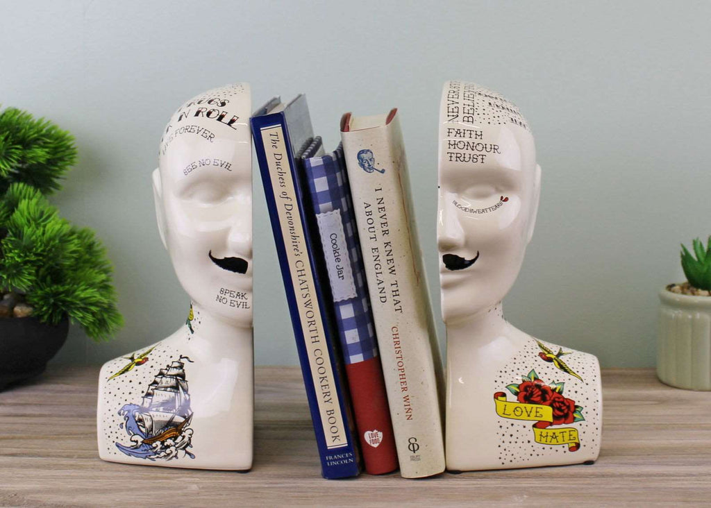 Ornamental Ceramic Phrenology Bookends Geko Products