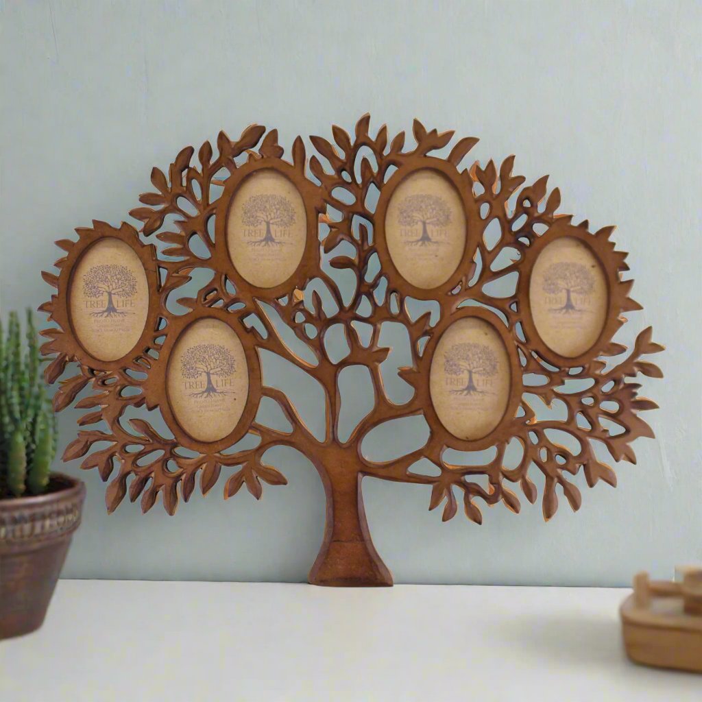 Wooden Multi Photo Frame, Tree Of Life Design Geko Products