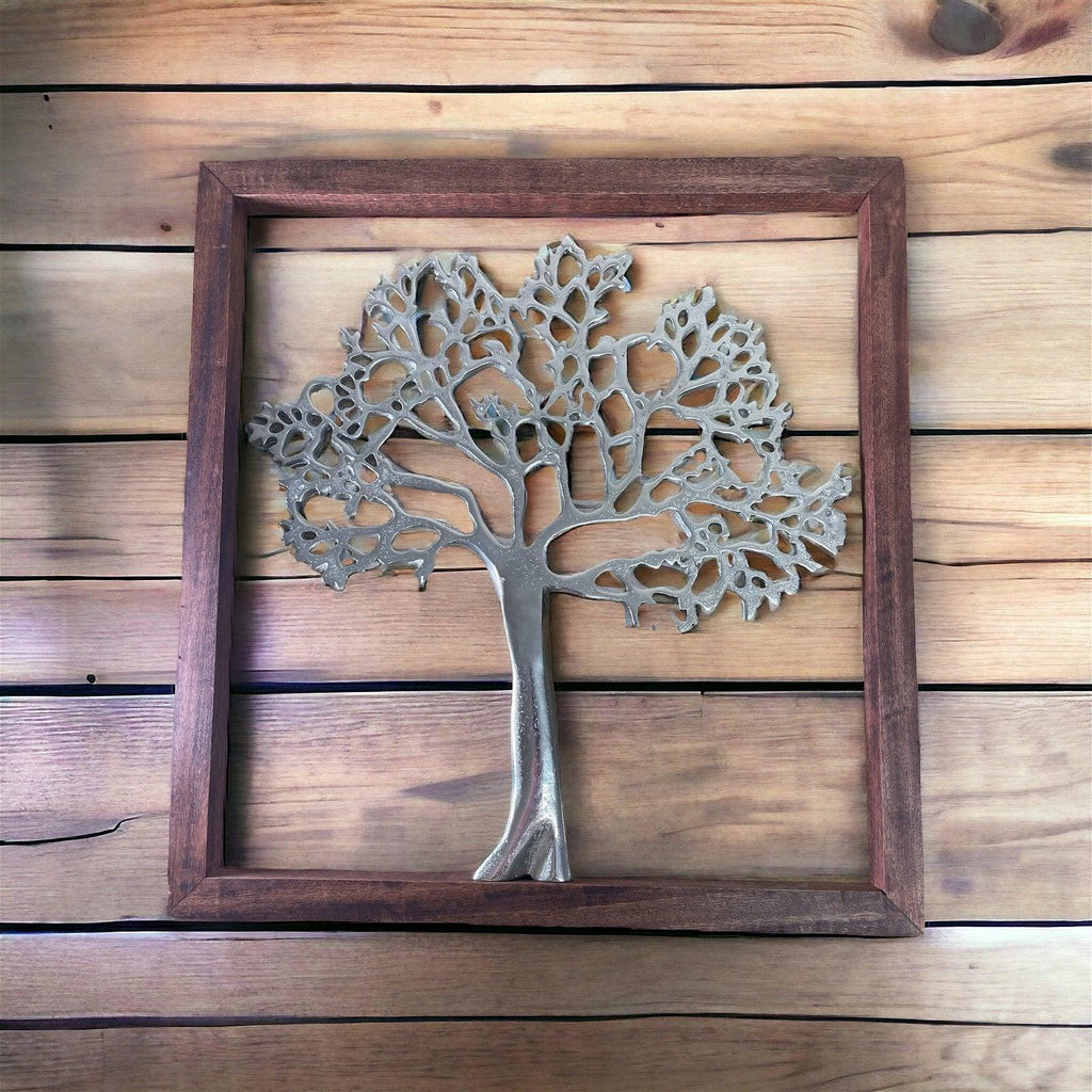 Large Silver Tree Of Life In A Frame, 46cm Geko Products