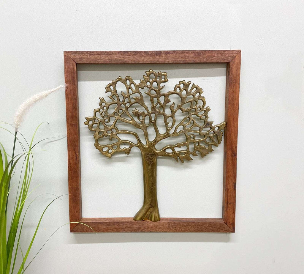 Brass Tree Of Life In Wooden Frame Geko Products