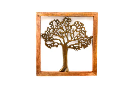 Brass Tree Of Life In Wooden Frame - Shades 4 Seasons