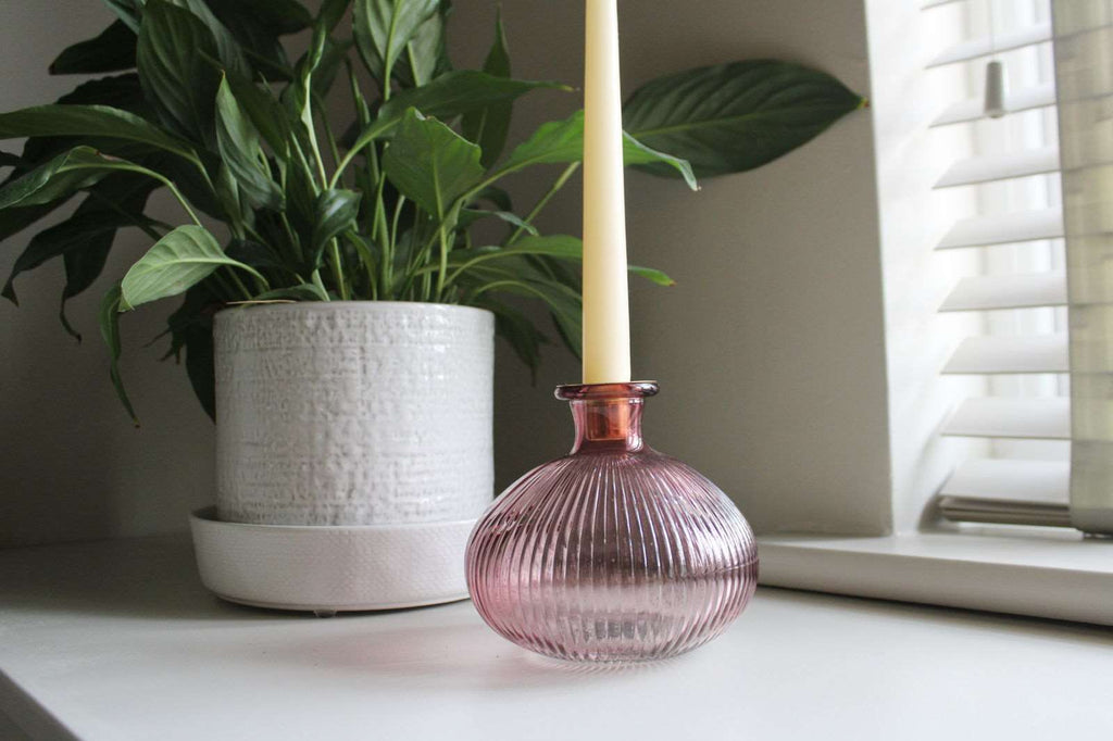 Pink Glass Candle Holder Geko Products