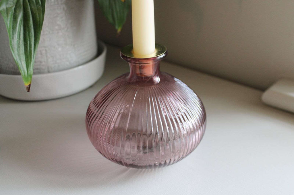 Pink Glass Candle Holder Geko Products