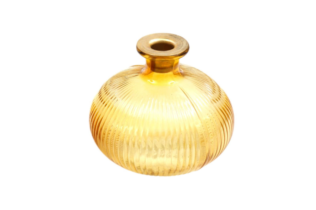 Yellow Ribbed Glass Candle Holder Geko Products