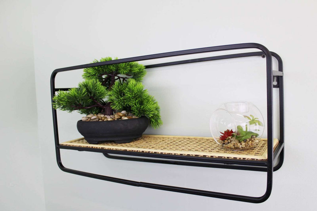 Small Wall Hanging Shelf Unit in Metal Weave Effect Geko Products