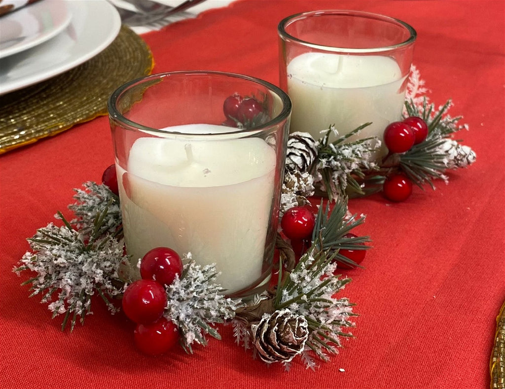 White Set Of 2 Candle Pots With Wreath Geko Products