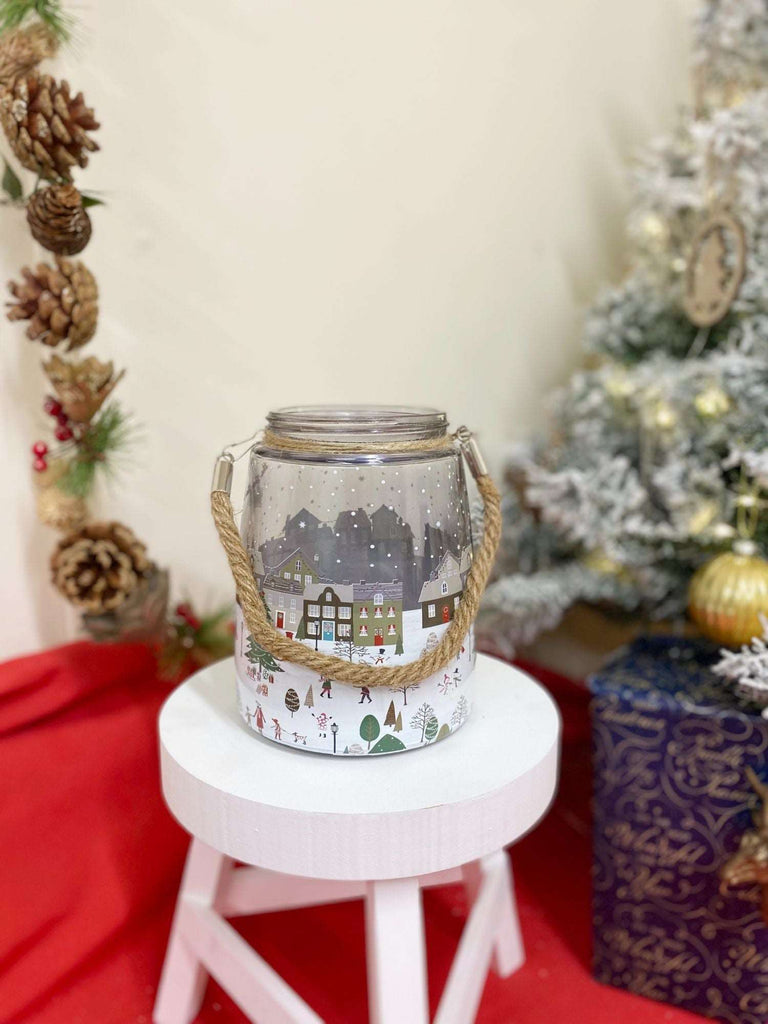 Christmas Market Lantern White With Rope Handle Geko Products