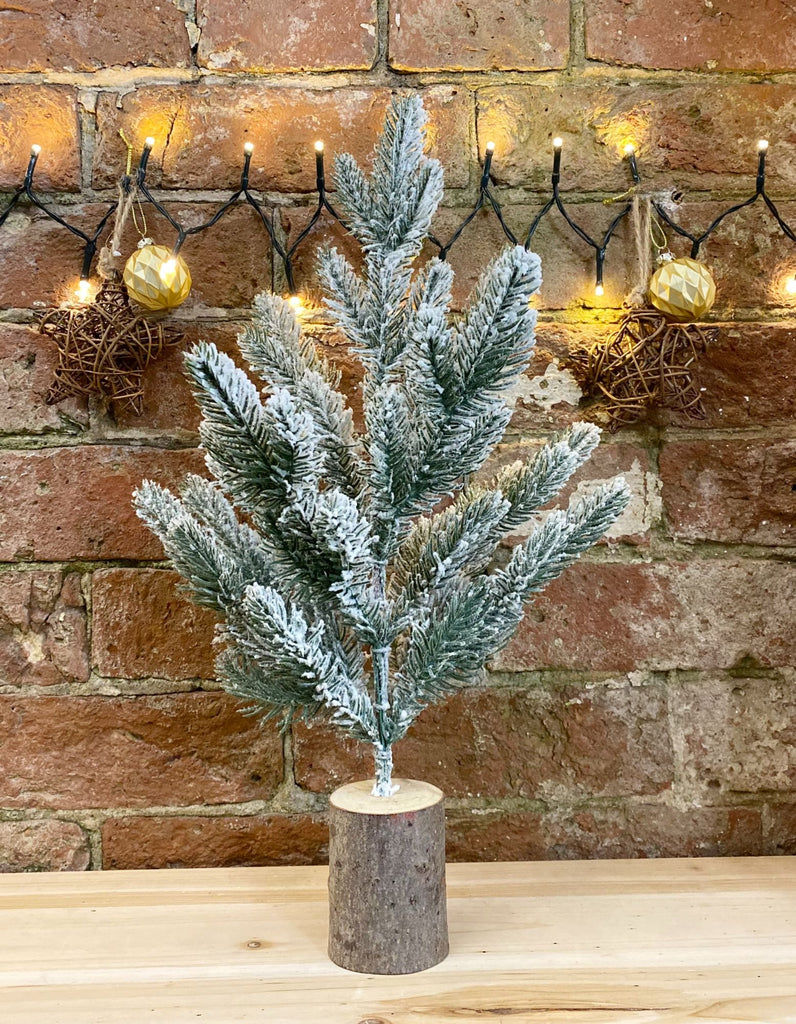 Small Frosted Christmas Tree In Log 43cm Geko Products