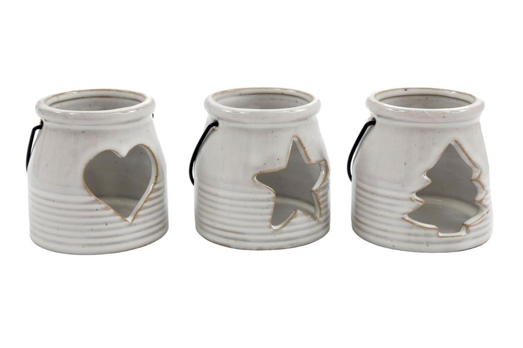 Set of Three Ceramic Tealight Holders Geko Products