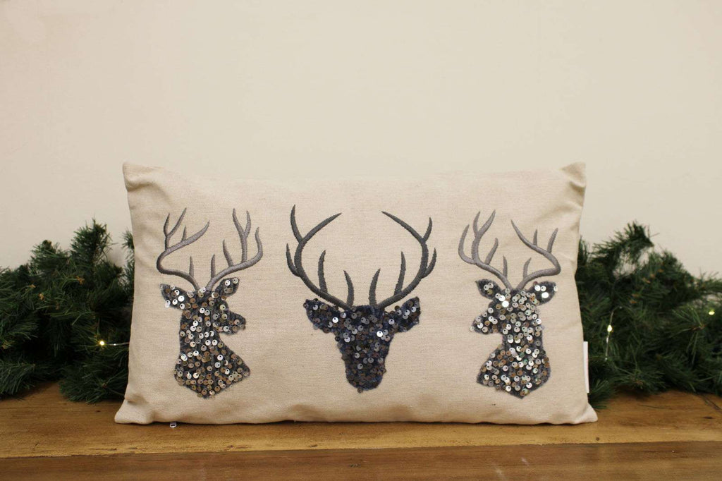 Silver Embellished Reindeer Cushion Geko Products