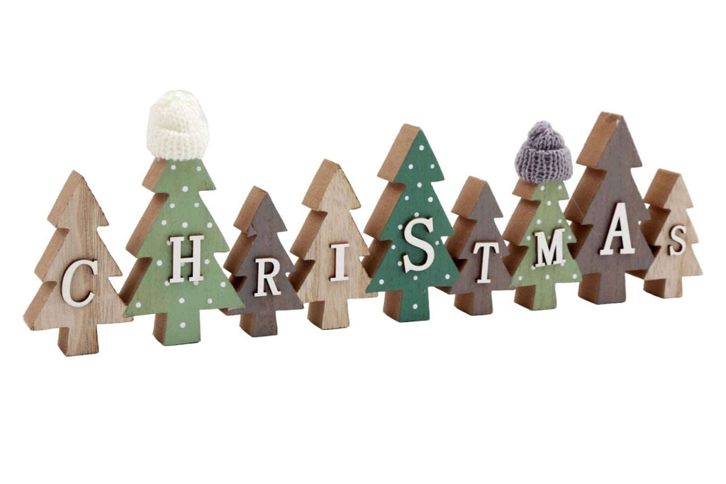 Row of Christmas Trees Decoration With Hats Green Geko Products