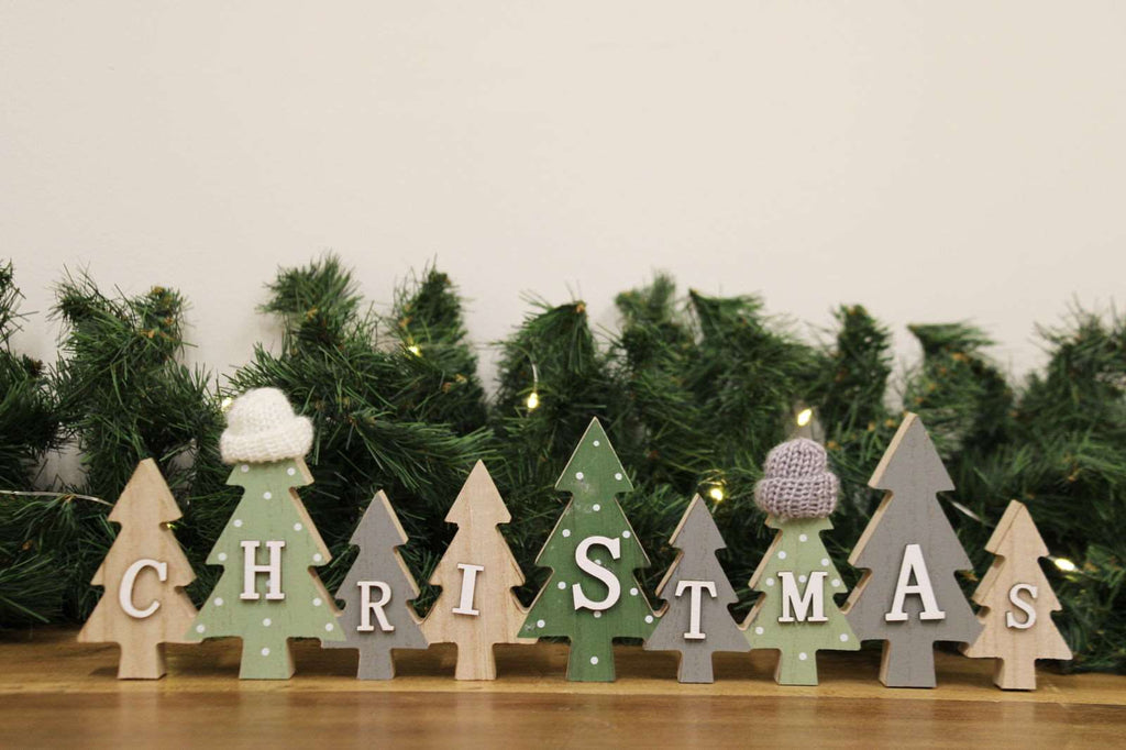 Row of Christmas Trees Decoration With Hats Green Geko Products