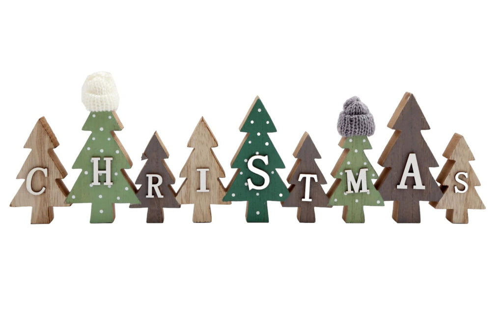 Row of Christmas Trees Decoration With Hats Green Geko Products