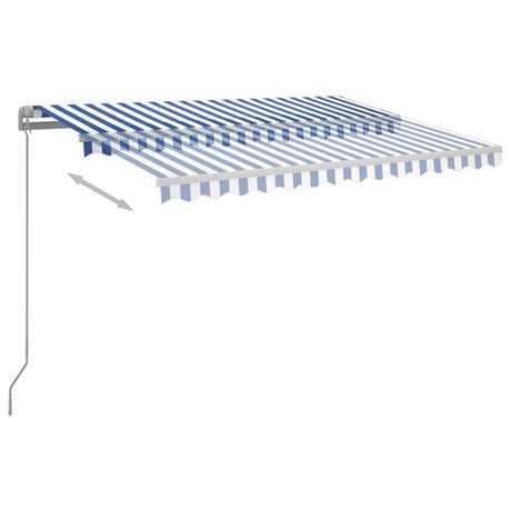 vidaXL Manual Retractable Awning with LED 3x2.5 m Blue and White vidaXL