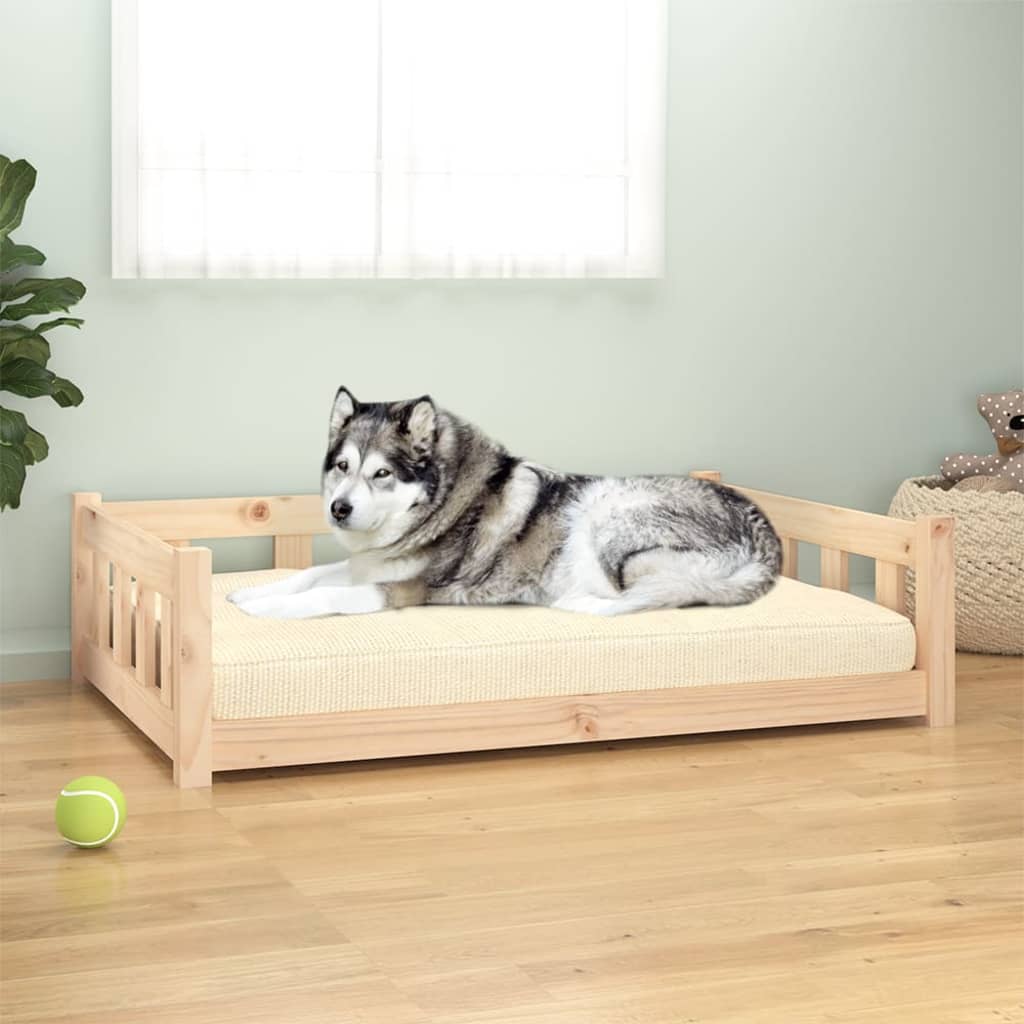 vidaXL Dog Bed 55.5x45.5x28 cm Solid Wood Pine brown 105.5 x 75.5 x 28 cm vidaXL