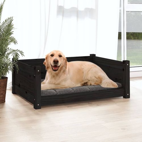 vidaXL Dog Bed Wax Brown 95.5x65.5x28 cm Solid Wood Pine black 75.5 x 55.5 x 28 cm vidaXL