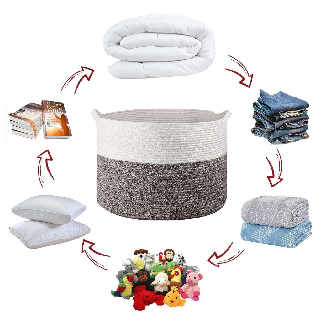 Vinsani Laundry Basket White & Natural Vinsani